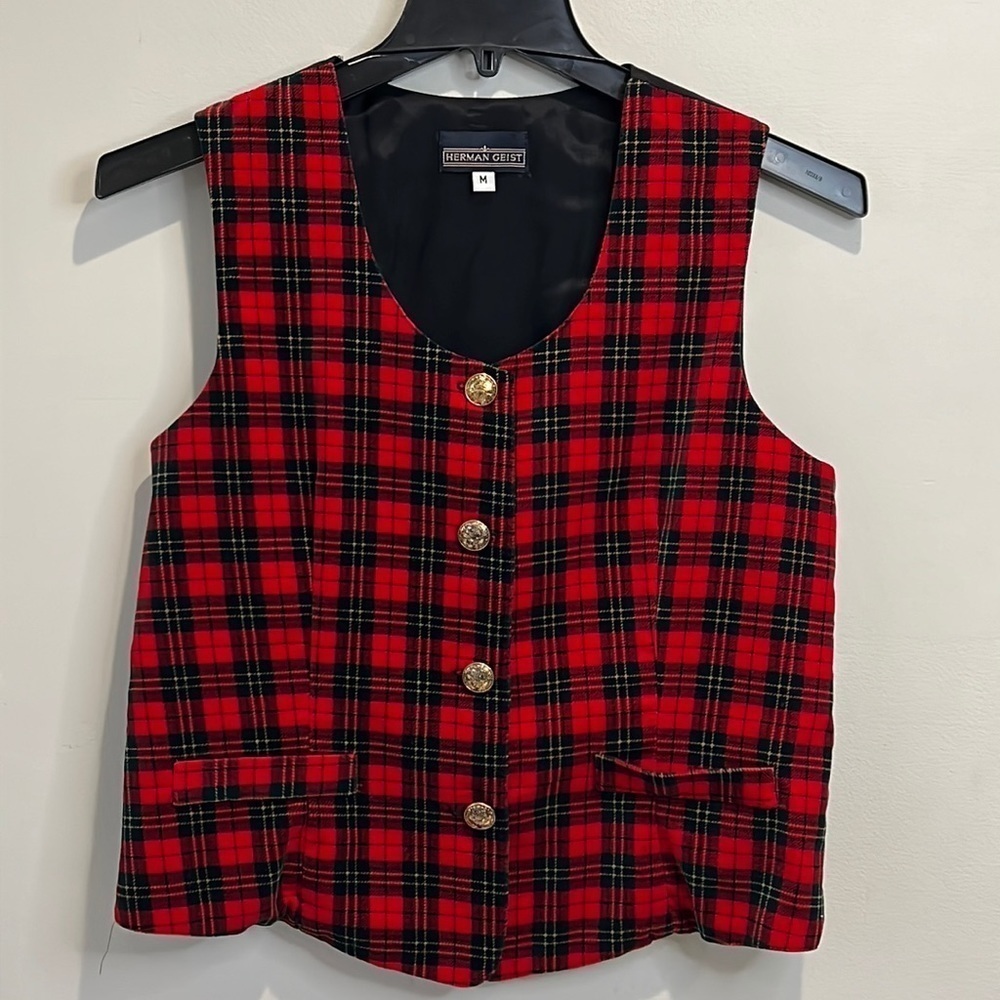 HERMAN Geist plaid vest size M